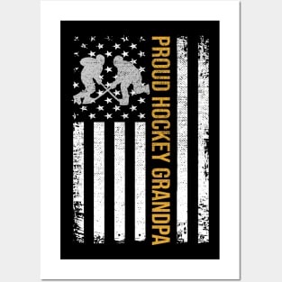 Proud Hockey Grandpa Vintage American Flag Gift Posters and Art